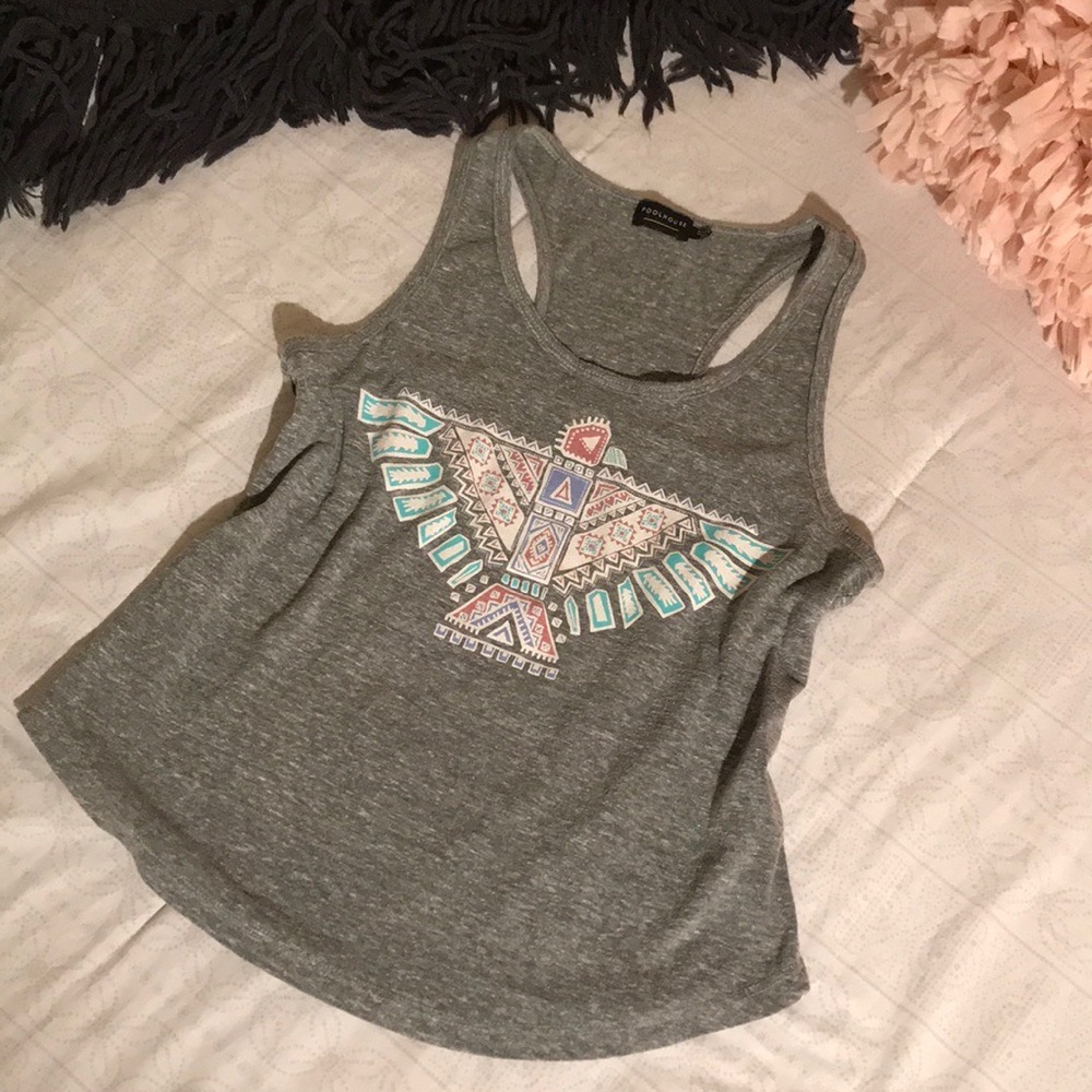 Gray graphic tank top